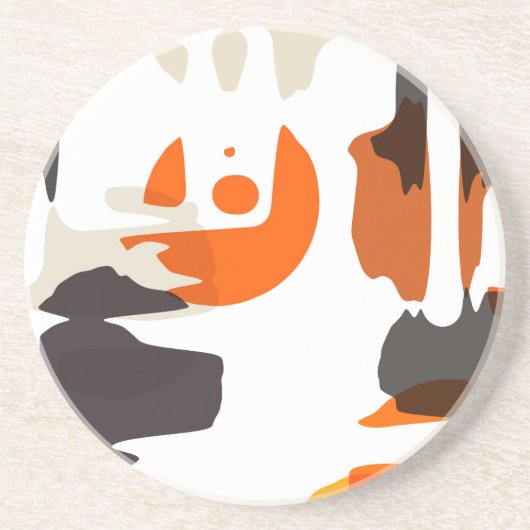 レトロ色の抽象デザインの形 コースター (正面)