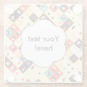 レトロ色の抽象デザインの正方形 ガラスコースター (裏面)