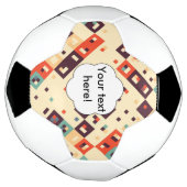 レトロ色の抽象デザインの正方形 サッカーボール (回転)