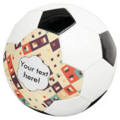レトロ色の抽象デザインの正方形 サッカーボール (3/4)