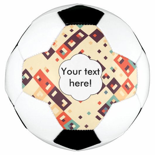 レトロ色の抽象デザインの正方形 サッカーボール (正面)