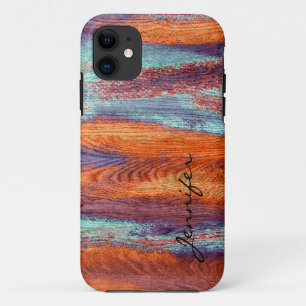 レトロ色の木製の穀物の質#3 iPhone 11 ケース