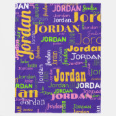 レトロ色の繰り返し名パープルイエローグリーン フリースブランケット (正面)