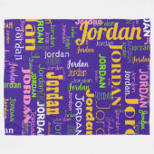 レトロ色の繰り返し名パープルイエローグリーン フリースブランケット (正面(横))