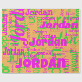 レトロ色の繰り返し名前オレンジホットピンクグリーン ラッピングペーパー (フラット)