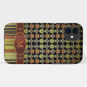 レトロ色の花のストライプのモノグラムのiPhone 5 Case-Mate iPhoneケース (裏面(横))