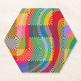 レトロ色パターン ペーパーコースター