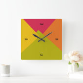 レトロ色モダン幾何学模様#2 スクエア壁時計 (ホーム)