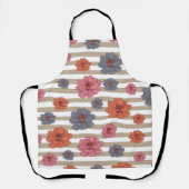 レトロ色花柄 エプロン (正面)