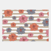 レトロ色花柄 ラッピングペーパーシート (正面3)