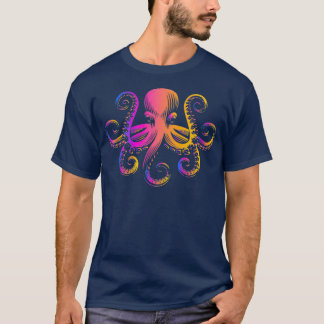 レトロ色蛸タコ海海 Tシャツ