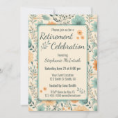 レトロ花の退職お祝いパーティー 招待状 (正面)