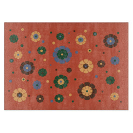 レトロ花ガラス切断板 カッティングボード