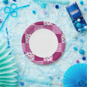 レトロ花スカル水玉模様 ペーパープレート (パーティー)