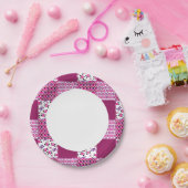 レトロ花スカル水玉模様 ペーパープレート (パーティー)