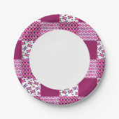 レトロ花スカル水玉模様 ペーパープレート (正面)