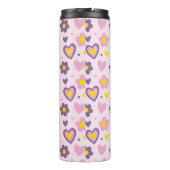 レトロ花ハート模様ピンク、紫、黄 タンブラー (裏面)