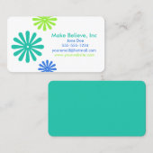 レトロ花ブルーとグリーンフローラ 名刺 (正面/裏面)