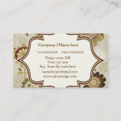 レトロ花ベージュ茶色の花の模様モノグラム 名刺 (裏面)