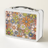 レトロ花ヴィンテージ60代70代パーソナライズされたフローラ メタルランチボックス (裏面)