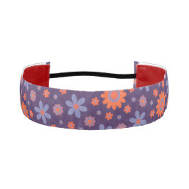 レトロ花可愛いおもしろい70sヒッピーデイジー柄 アスレチックヘッドバンド