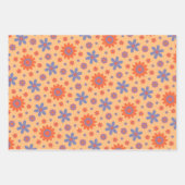 レトロ花可愛いおもしろい70sヒッピーデイジー柄 ラッピングペーパーシート (正面2)