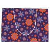 レトロ花可愛いおもしろい70sヒッピーデイジー柄 ラージペーパーバッグ (裏面)