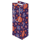 レトロ花可愛いおもしろい70sヒッピーデイジー柄 ワインギフトバッグ (裏面アングル)