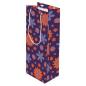 レトロ花可愛いおもしろい70sヒッピーデイジー柄 ワインギフトバッグ (正面アングル)