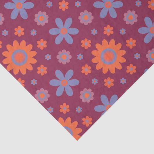 レトロ花可愛いおもしろい70sヒッピーデイジー柄 薄葉紙 (詳細)