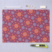 レトロ花可愛いおもしろい70sヒッピーデイジー柄 薄葉紙 (クラフト)