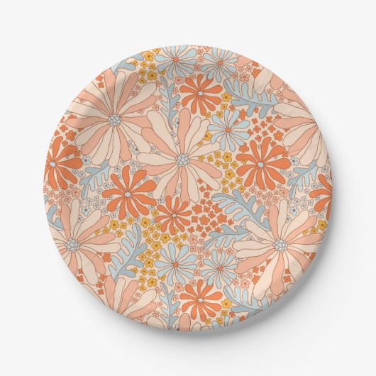 レトロ花園の模様 ペーパープレート (正面)