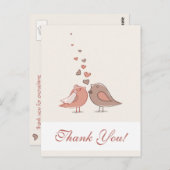 レトロ花嫁と花婿の鳥ありがとう ポストカード (正面/裏面)