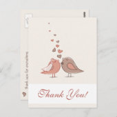 レトロ花嫁と花婿の鳥ありがとう ポストカード (正面/裏面)
