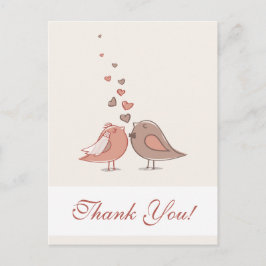 レトロ花嫁と花婿の鳥ありがとう ポストカード
