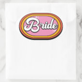 レトロ花嫁 - レトロ70年代花嫁タイポグラフィ 楕円形シール (バッグ)