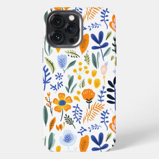 レトロ花市場パターン iPhoneケース (裏面)