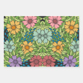 レトロ花数々の大色 ラッピングペーパーシート (正面2)