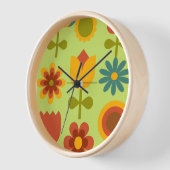 レトロ花時計 – ナチュラル 壁時計 (傾斜)
