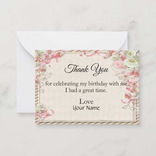 レトロ花枠ありがとうございました ノートカード (正面)