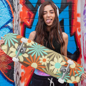 レトロ花柄クールトレンディー スケートボード