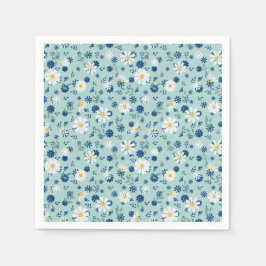 レトロ花柄デイジー。 スタンダードカクテルナプキン