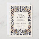 レトロ花柄フレーム結婚式招待状 招待状 (正面)