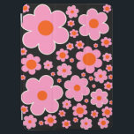 レトロ花柄ブラックピンクとオレンジ iPad AIR カバー<br><div class="desc">花のパターン – レトロフローラアート – 70代インスパイアの花 – 黒、ピンクとオレンジ。</div>
