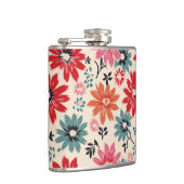 レトロ花柄レッドオレンジブルー フラスク (右)