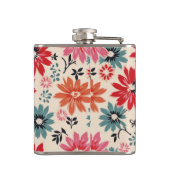 レトロ花柄レッドオレンジブルー フラスク (裏面)