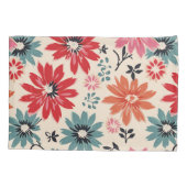 レトロ花柄レッドオレンジブルー 枕カバー (裏面-左)