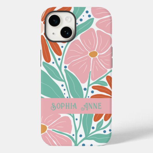 レトロ花柄名前をカスタムする Case-Mate iPhoneケース (裏面)
