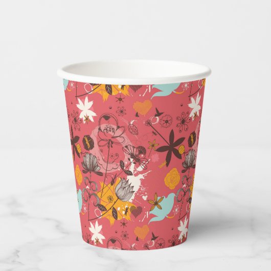 レトロ花柄2 紙コップ (正面)