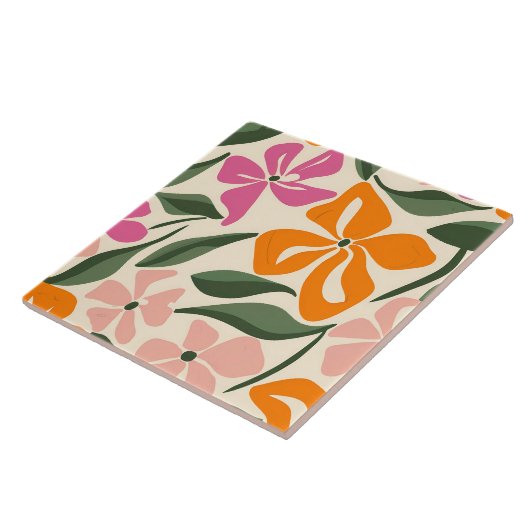 レトロ花柄 タイル (側面)